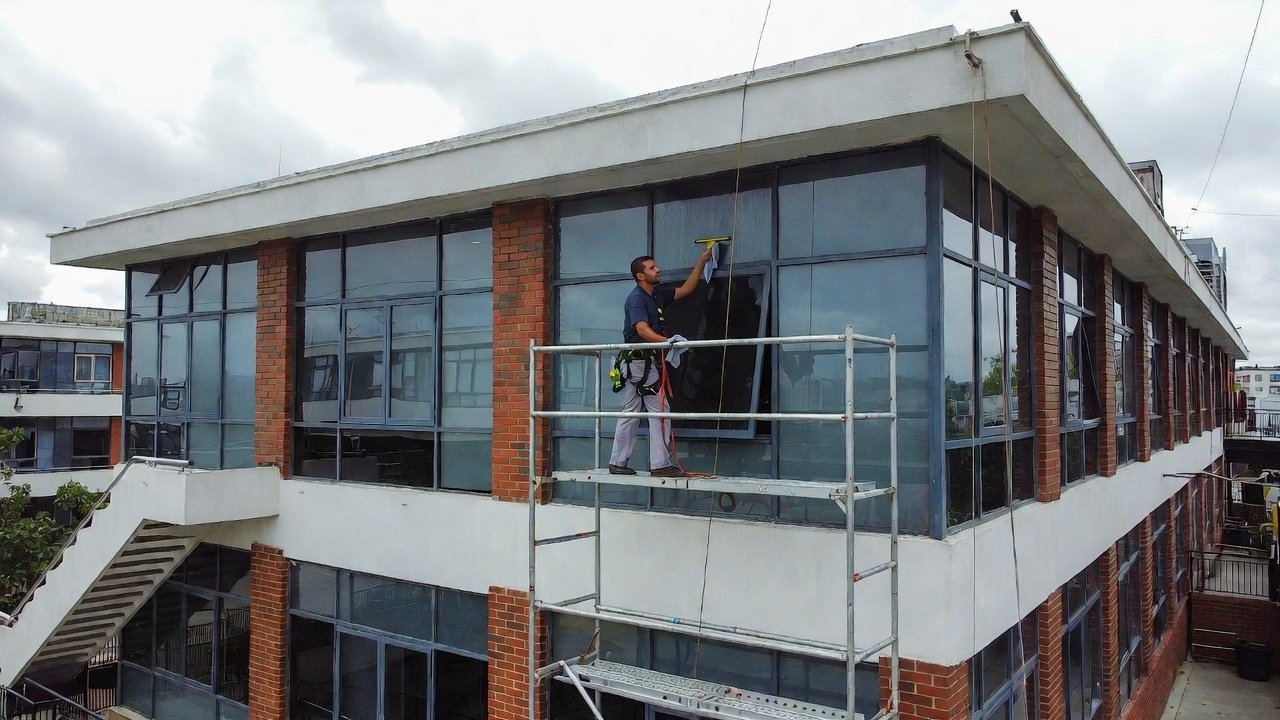Completed commercial exterior window cleaning